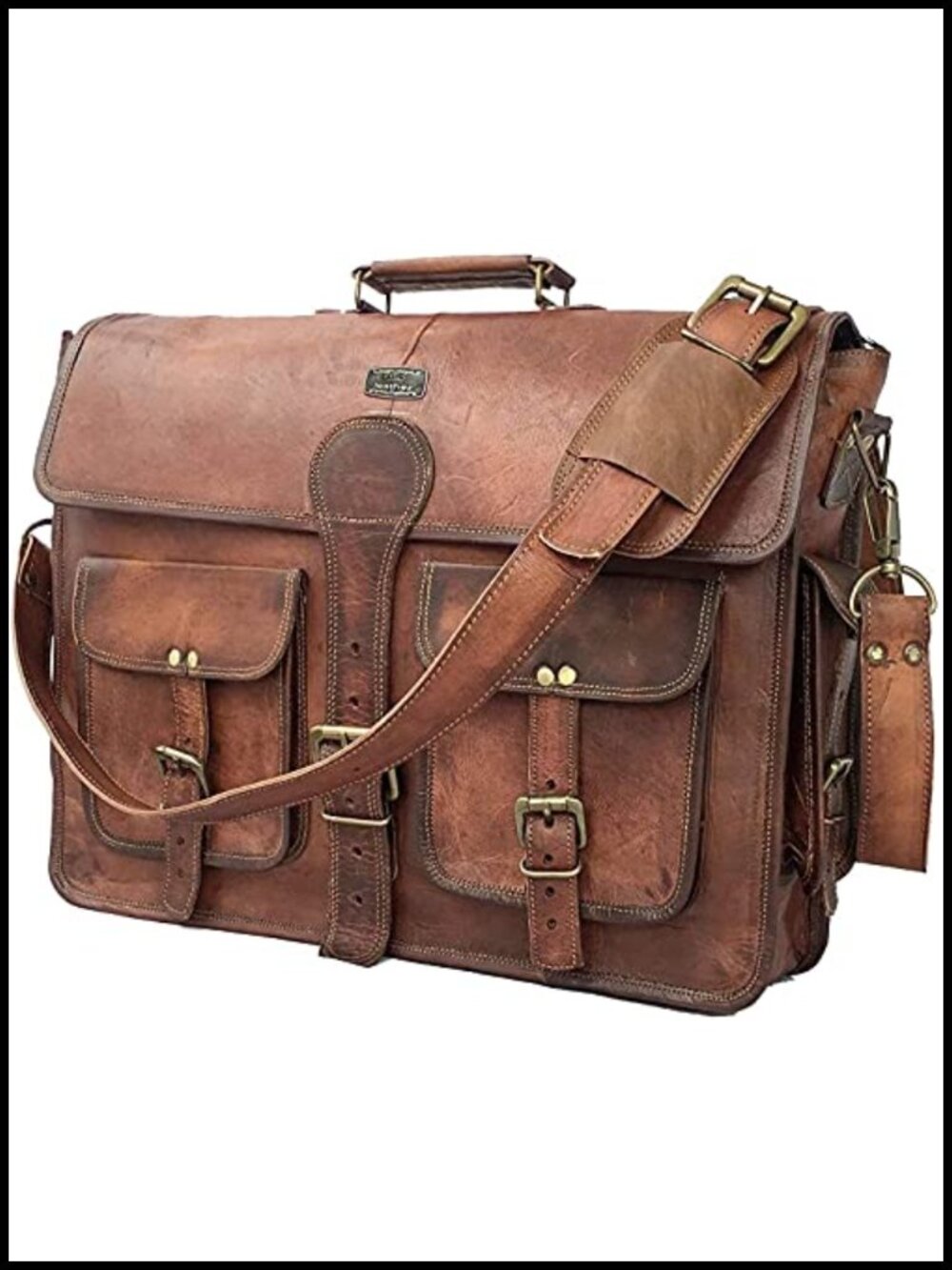Handmade Full-Grain Leather Messenger Bag Laptop Briefcase Satchel